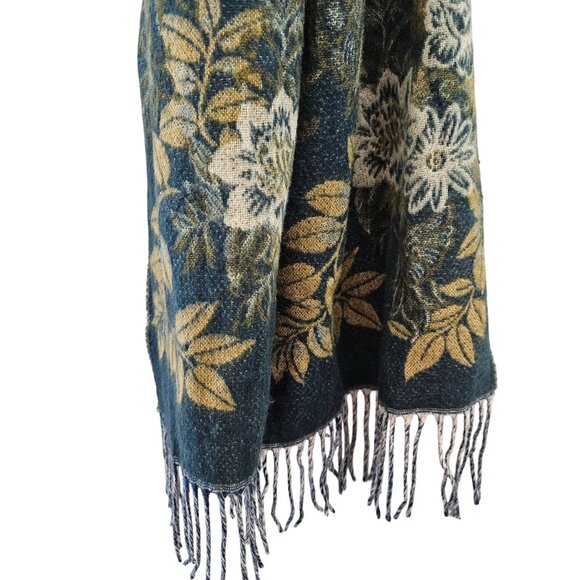 Vintage 1990s Cashmink Scarf With Floral & Leaf Pattern - Picture 4 of 8